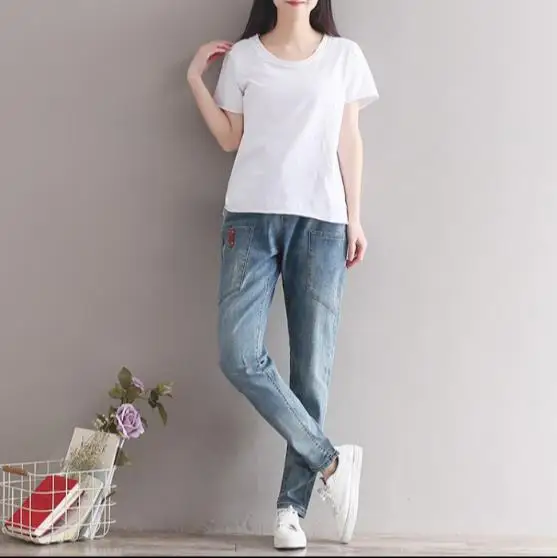 2019 зимние брендовые джинсы Для женщин шаровары штаны модные длинные Винтаж