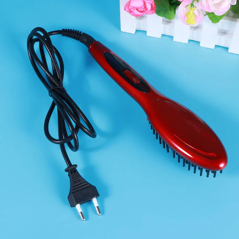 

Electric Hair Straightening Comb Ceramic Heating Iron Hair Straightener Brush Anti-scald for Detangling and Silky Hair with