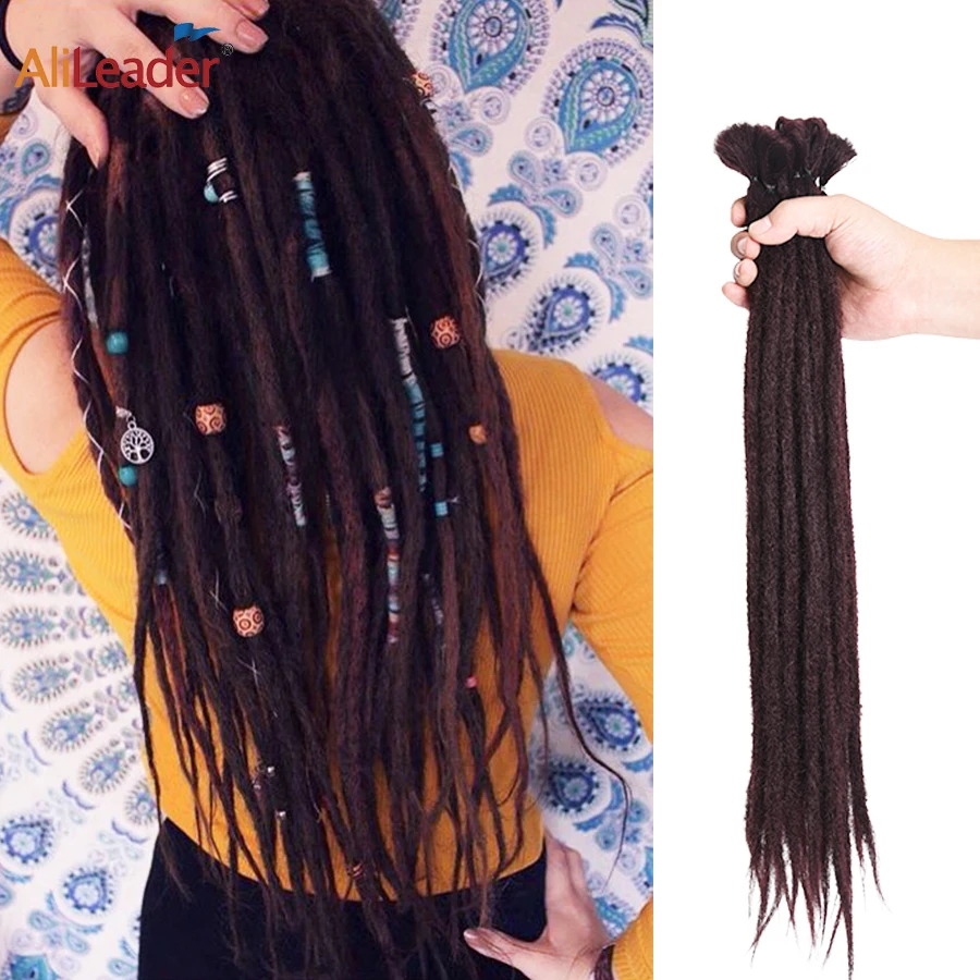 AliLeader длинные прямые синтетические волосы для дредов 20 дюймов 1 нить| |