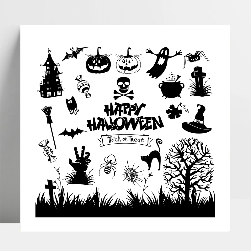 

AZSG Halloween Trick or treat For DIY Scrapbooking/Card Making/Album Decorative Silicone Stamp Crafts
