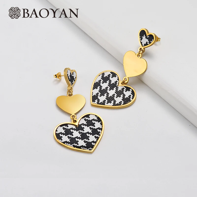 BAOYAN европейские кожаные бриллиантовые большие серьги из нержавеющей стали