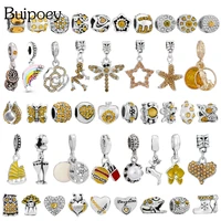 buipoey yellow rhinestone beaded animal insect charm pendant fit brands charms bracelets diy necklace jewelry making accessories