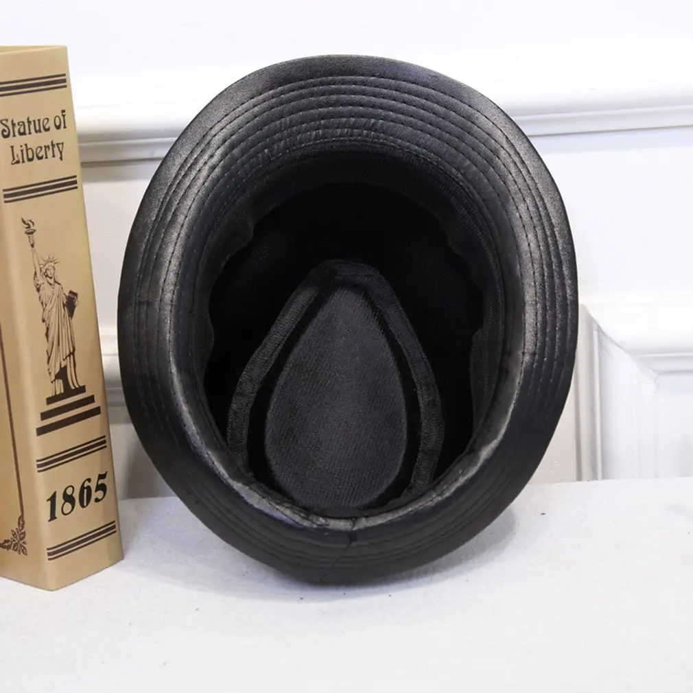 Jamont осень зима Для мужчин женщин классический кожаный Fedora Top Hat британский стиль