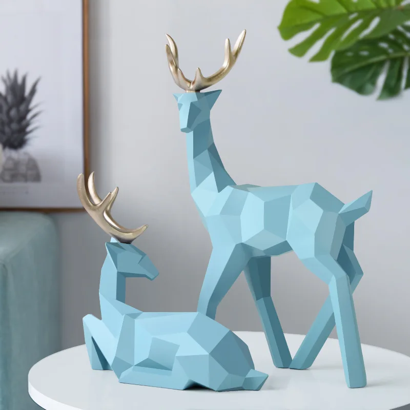 

Deer Statue Family Deers Figurines Resin Sculpture Home Decor Reindeer Scandinavian Home living room decoration