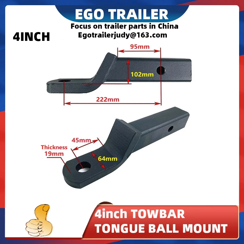 

EgoTrailer 4inch Drop Towbar Tow Bar Ball Mount Tongue Hitch Trailer Car RV boat parts accessories