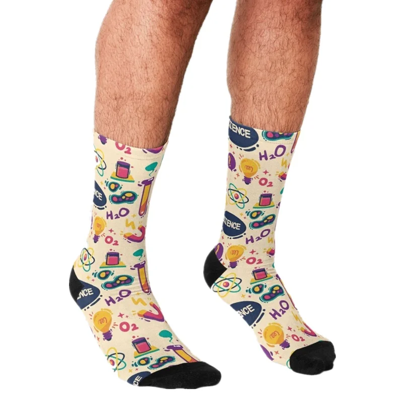 

2021 funny Socks Men harajuku Amazing Science Socks Printed Happy hip hop Men Socks Novelty Skateboard Crew Casual Crazy Socks