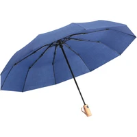 high quality mens auto folding wood grip handle umbrella strong windproof paraguas compact 3 fold travel umbrella