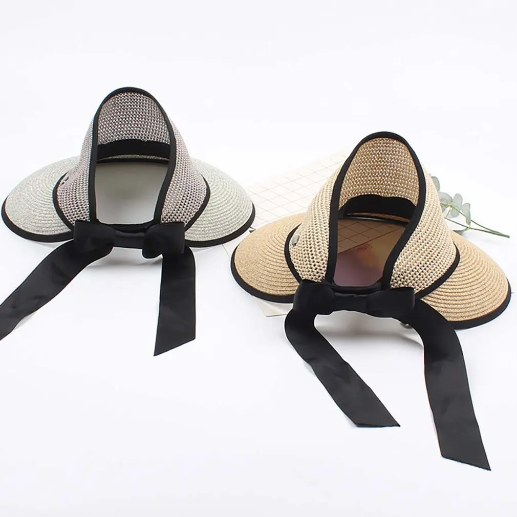 

Bow All-match Sunshade And Sunscreen Empty Sun Hat Sweat Belt Design Breathable Durable Airy Sun Hat