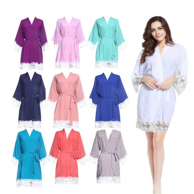 Женские хлопковые однотонные кружевные халаты халат для невесты женский