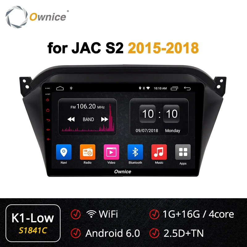 S1841 K1-Low Ownice K1 K2 K3 K5 K6 Восьмиядерный Android 9,0 автомобильный dvd-плеер gps для JAC S2 аудио автомобильный Радио Стерео Навигатор Bluetooth wifi 4G LTE - Цвет: S1841 K1-Low