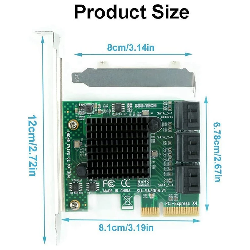 

1 Set PCI-E SATA Card, 6 Port with 6 SATA Cable & 1 Pcs PCI-E To PCI-E Adapter 1 Turn 4 PCI-Express Slot