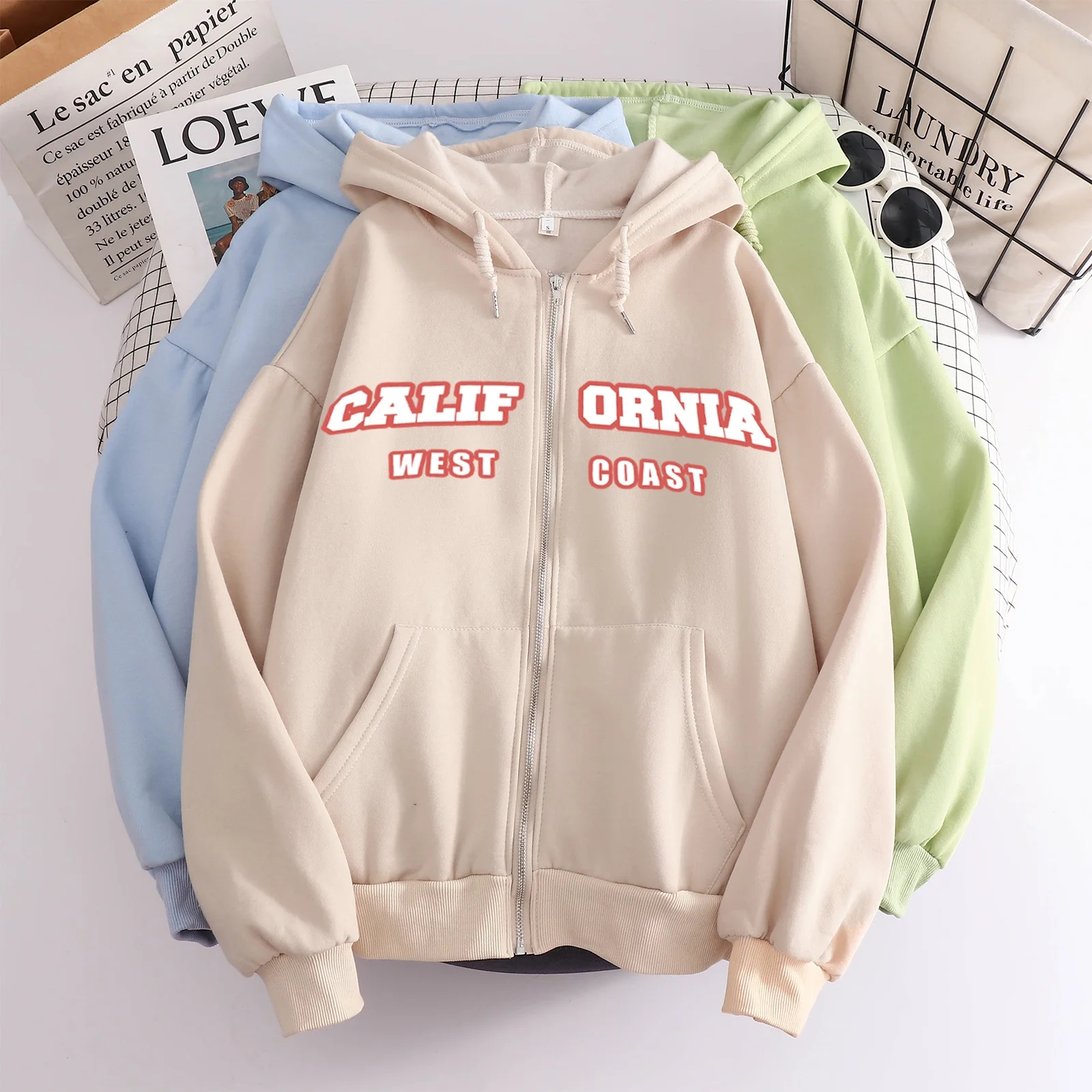 Женская толстовка с капюшоном и длинным рукавом 7 цветов