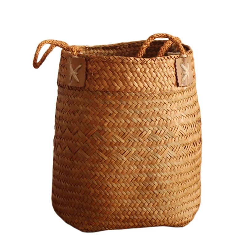 

Natural Straw Basket Hand-woven Collapsible Flower Basket Dried Flower Wicker Woven Basket Fruit Basket Nordic Style FAS