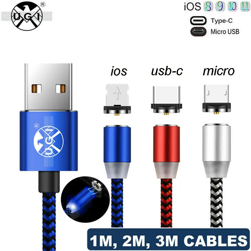 360 °Round Magnetic Android USB-C Type C IOS Apple Micro USB 2.4A Quick Charging Cable For iphone 5 6 6s 7 8 plus XS XR LG | Мобильные