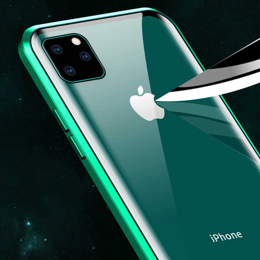 Магнитное закаленное стекло чехол для iPhone 11 Pro X XS MAX XR 8 7 металлический бампер Магнитный чехол для samsung Galaxy Note 10 S10 Plus