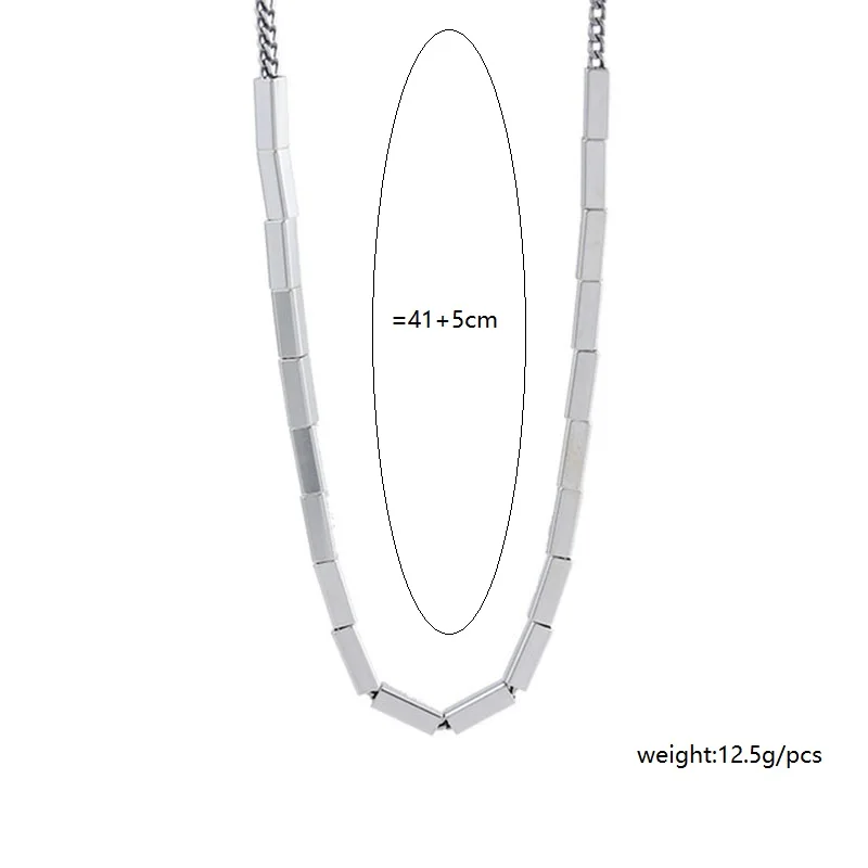 

Hollow long square bamboo chain necklace for women 925 silver minimalist slide elegant necklace luxxury punk fashion