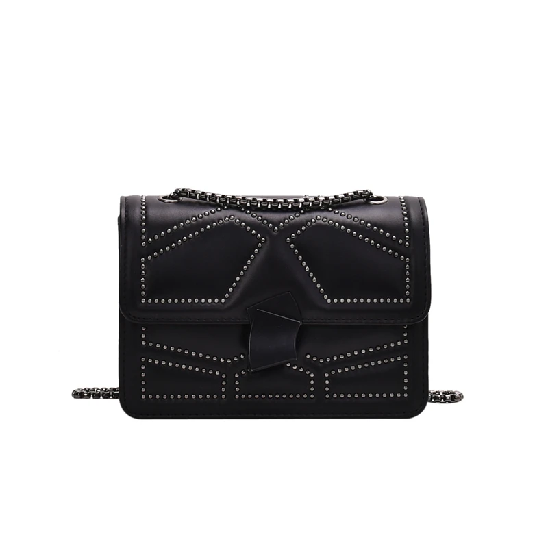 

New Fashion Rivets Designer PU Leather Crossbody Bags For Women 2020 Luxury Small Chain Shoulder Messenger Bag Female Handbags