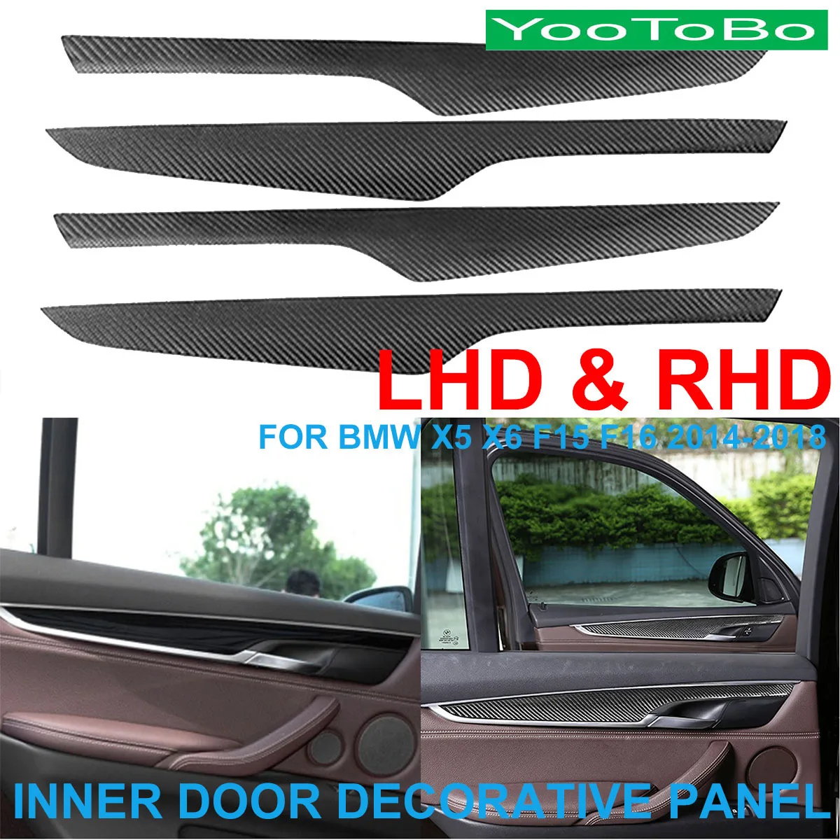 

LHD RHD Car Styling Real Carbon Fiber Inner Interior Door Decorative Panel Cover Trim Sticker For BMW X5 X6 F15 F16 2014-2018