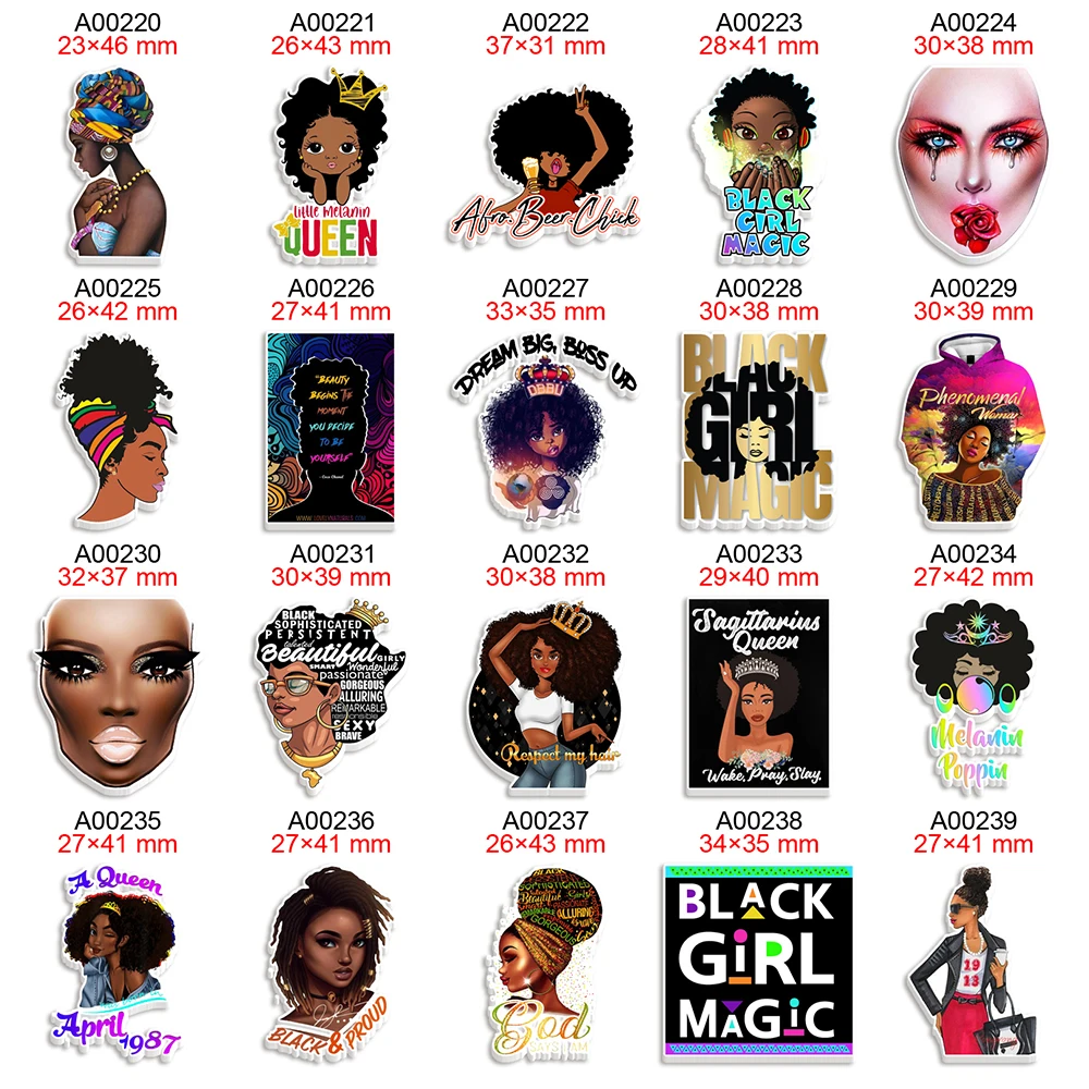 

Magic Black Girl Cartoon Printed Planar Resin 30pcs/lot for Hair Bow Crafts DIY Handmade Materials