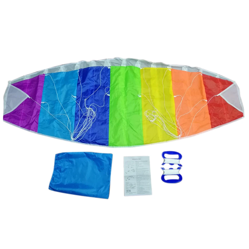 

Park With Handle Birthday Gift Frameless Parent Child Flying Tools Rainbow Kites Parafoil Outdoor Sports Soft Stunt Kids Toy