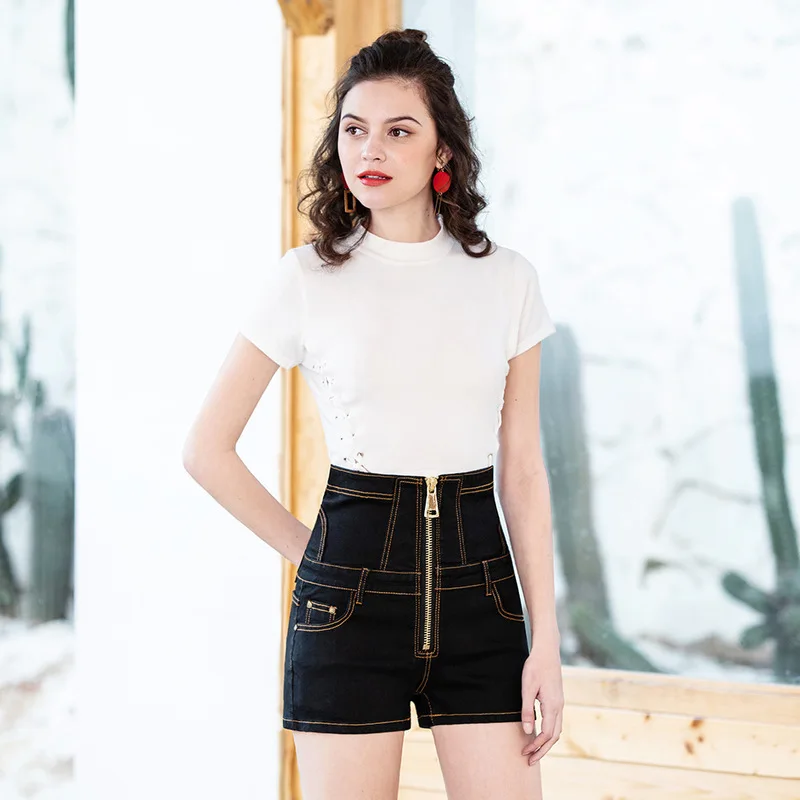 Женские джинсовые шорты с высокой талией большого размера плюс застежкой