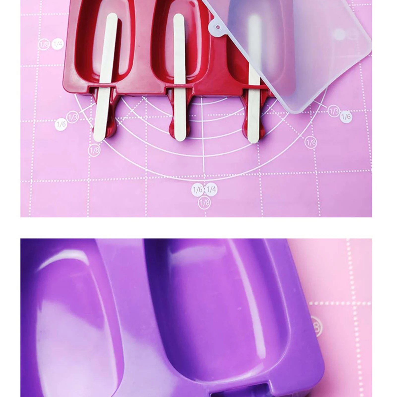 

High-quality DIY Baking Ice Cream Silicone Popsicle Mold With Lid, With 50 Wooden Sticks And 50 Popsicle Bags