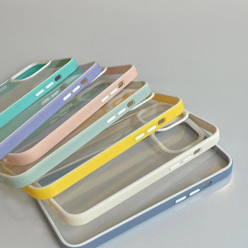 

Clear Solid Candy Color Phone Case For iPhone 11 Pro Max X XR XS Max 7 8 Plus Hard Acrylic Back Cover For iPhone 12 Pro Max
