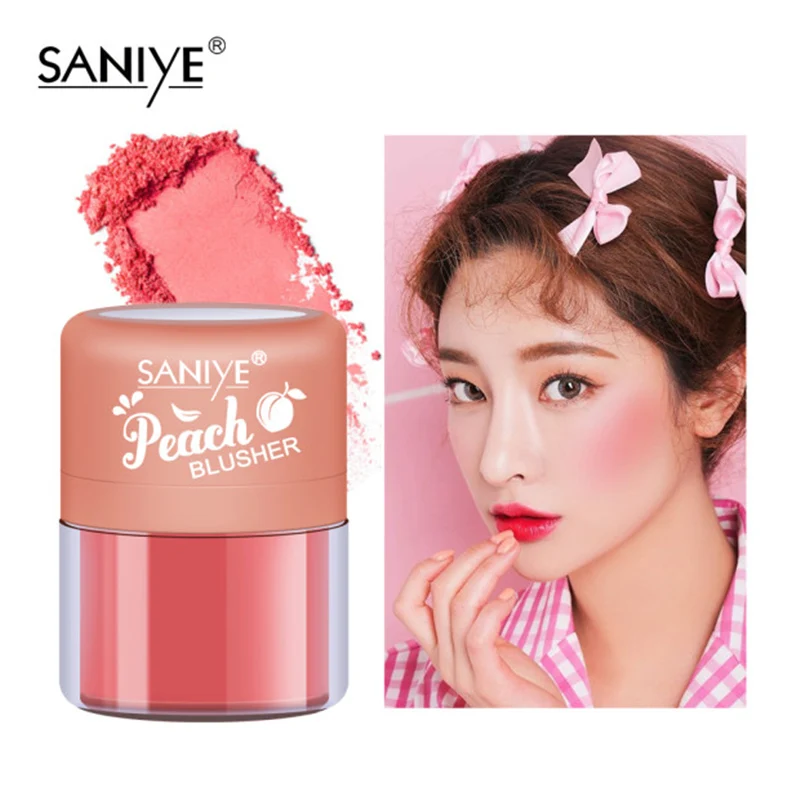 4 цвета румяна для макияжа SANIYE матовые с молочным жемчугом и губкой лица зеркалом