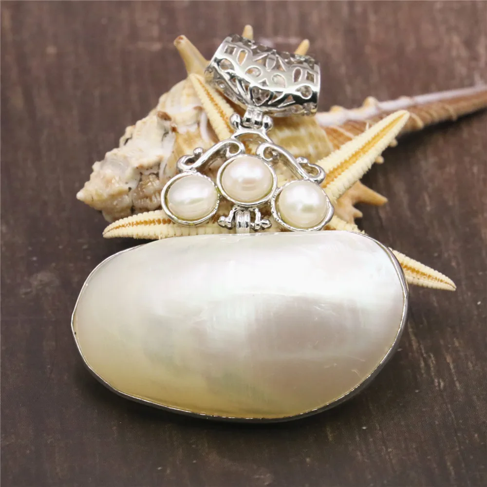 Высокое качество хит продаж натуральный белый кулон в виде ракушки ожерелье