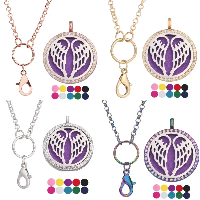 Винтажный ангел медальон с крыльями Подвески Ожерелья в поисках эфирного масла