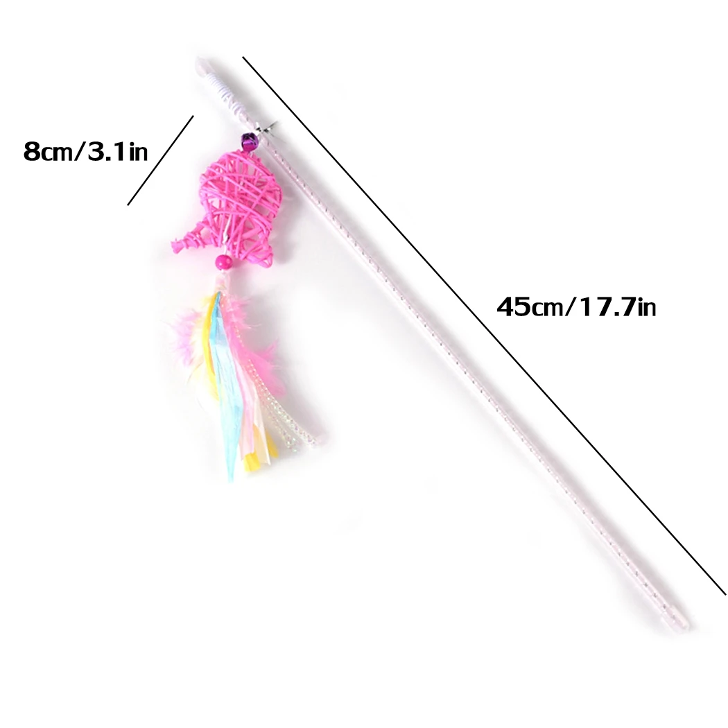 

Cat ToyWand Fish Funny Cat Feather Wand Kitten Cats Catcher Teaser Stick Cat Interactive Toys Wood Rod Toy With Mini Bell