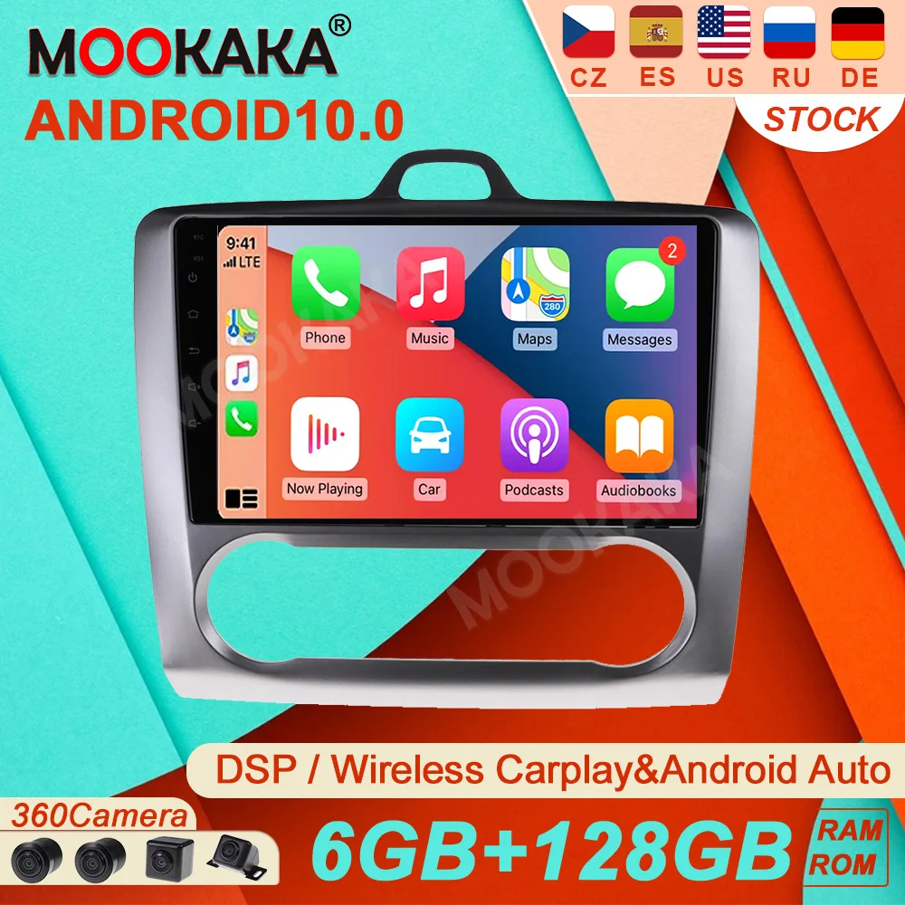 

6+128G Android10 CARPLAY For Ford Focus 2004-2011 Car Radio Multimedia Video Player NavigationGPS Accessories Auto 2 Din NO DVD