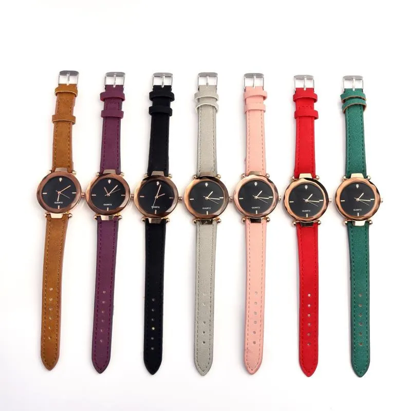 

2019 Women's Fashion casual dresses PU Leather Strap Analog Quartz Round Watch Freeshipping & Wholesale relogio feminino D7