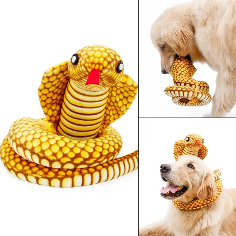 Плюшевая игрушка для собак вокал змея ошейник украшение имитация змеи пищащая