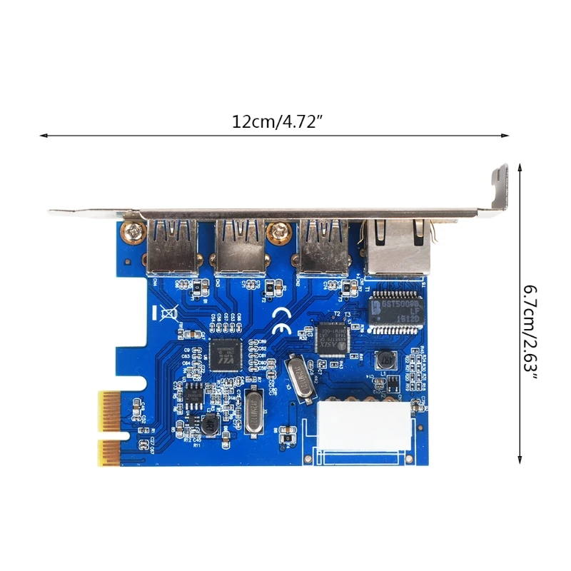 

2022 NewPCIE to 3 Port USB 3.0+RJ45 Expansion Card PCI Express USB Add in Card Internal USB3.0 Hub Converter for Desktop PC Host