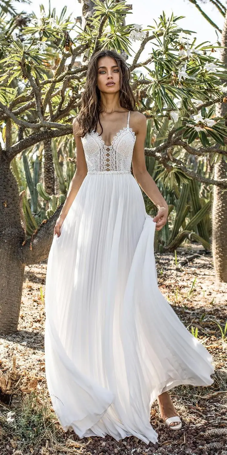 Sonny 2019 Camisole Сексуальное Тонкое длинное платье с вырезами цельное белое кружевное