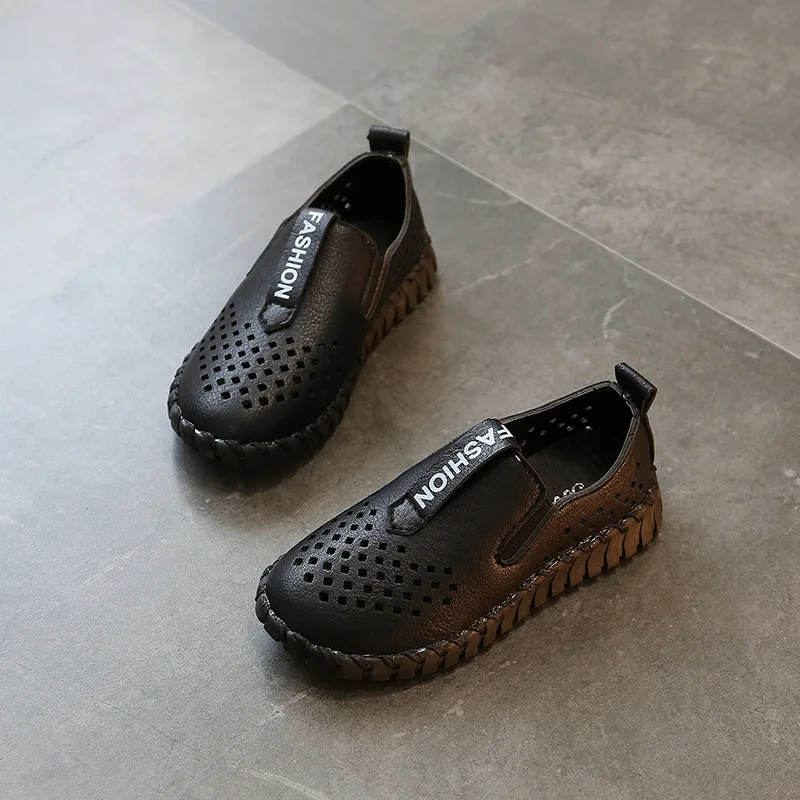 AFDSWG artificial PU shoes girls kids black leather brown child moccasins soft boys childrens |