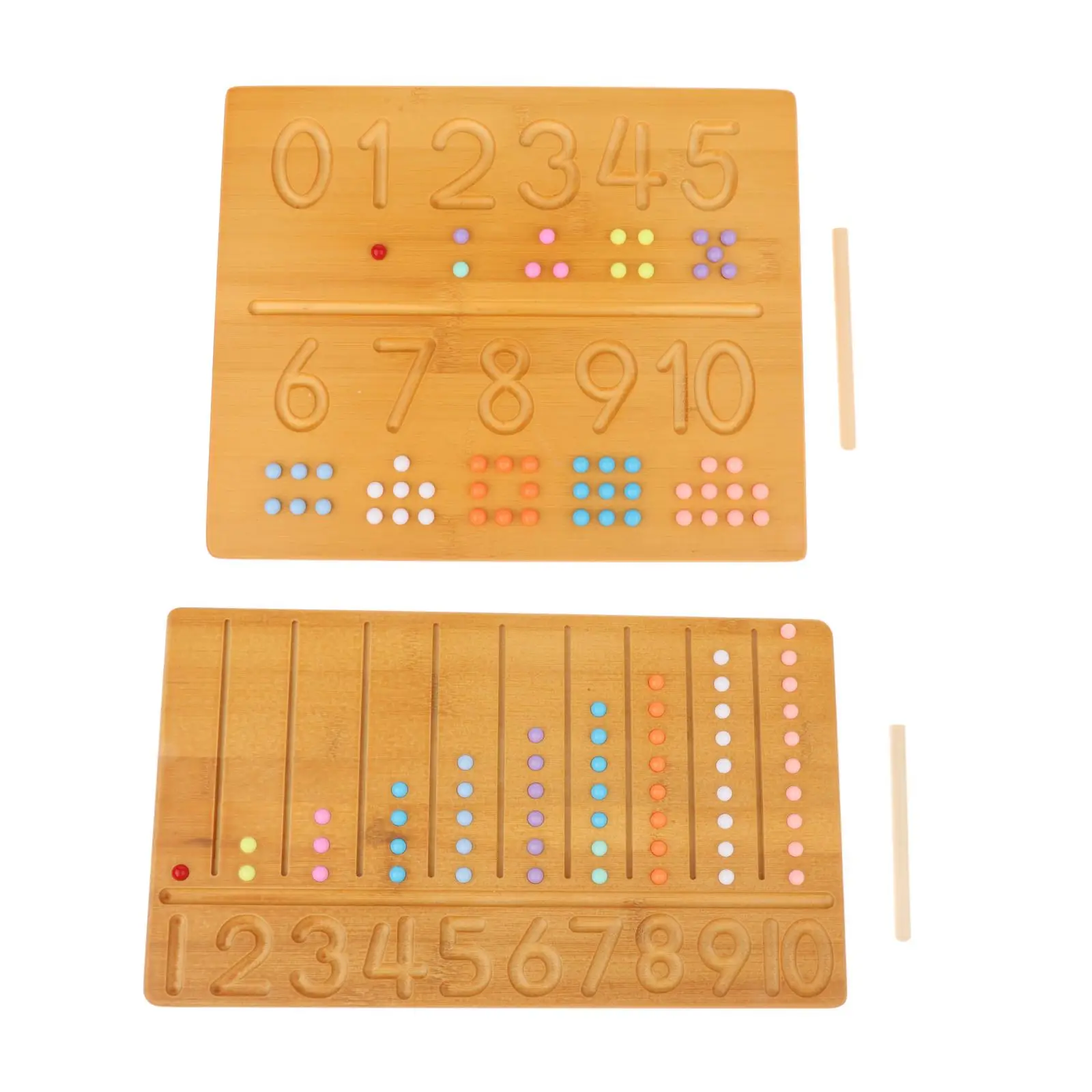 

Montessori Educational Toys 1-3 Wooden Number Tracing Board Counting Aid Bamboo Toy for Toddlers Children
