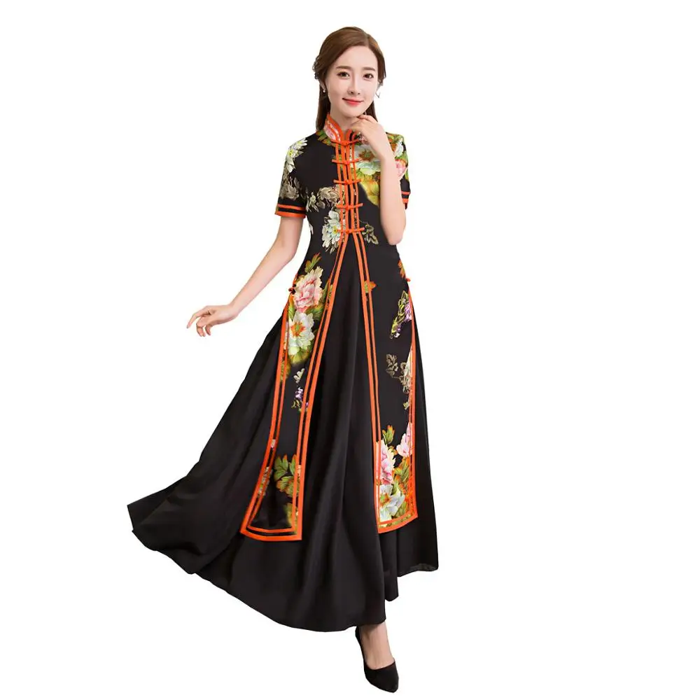 

Традиционное китайское платье из Шанхая история, длинное вьетнамское платье аозай, длинное китайское платье Ципао в народном стиле