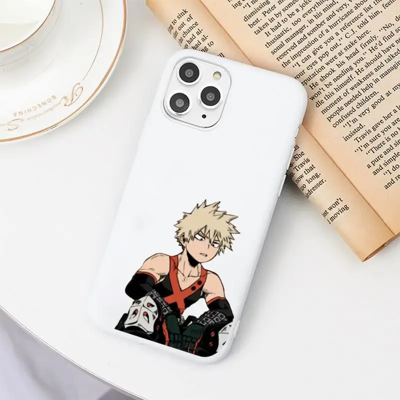 

Anime My Hero Academia Phone Case Candy Color White for iPhone 11 pro XS MAX 8 7 6 6S Plus X 5S SE 2020 XR