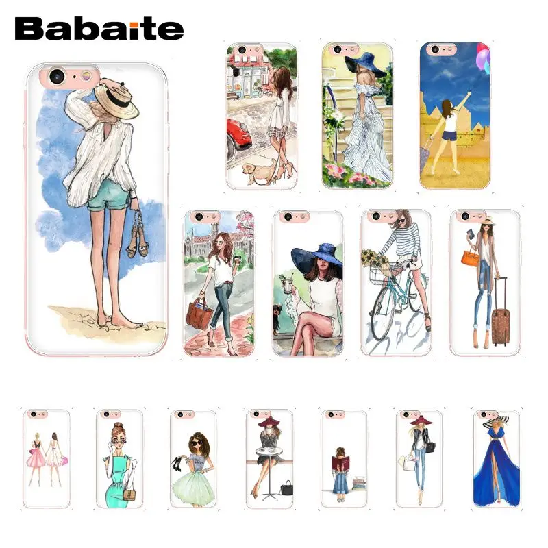 

Fashion Travel Beautiful shopping Girl Cute Phone Case for iphone 12 11 Pro 11Pro Max 8 7 6 6S Plus X XS MAX 5 5S SE XR 12mini