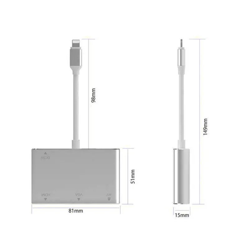 Преобразователь DishyKooker для Lightning на HDMI VGA AV Jack аудио ТВ адаптер кабель iPhone серии