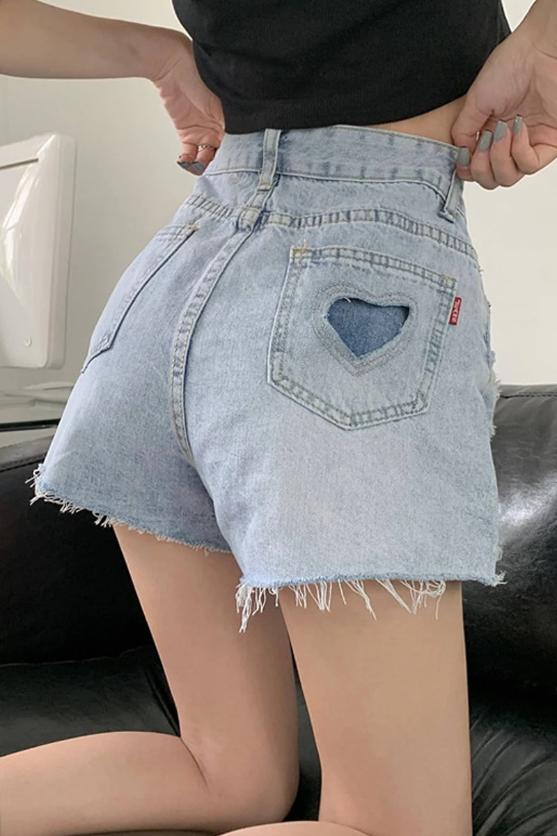 

Hot girl denim shorts women's summer thin 2021 new high waist slim loose A-line hot pants