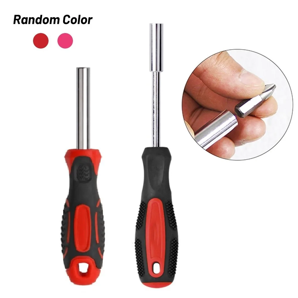 

1pc Bit Handle Red Magnetic Bit Holder Screwdriver Spinner Handle 1/4 Inch (6.35mm) Hex Drive For Slotted Hex Torx Phillips Bit