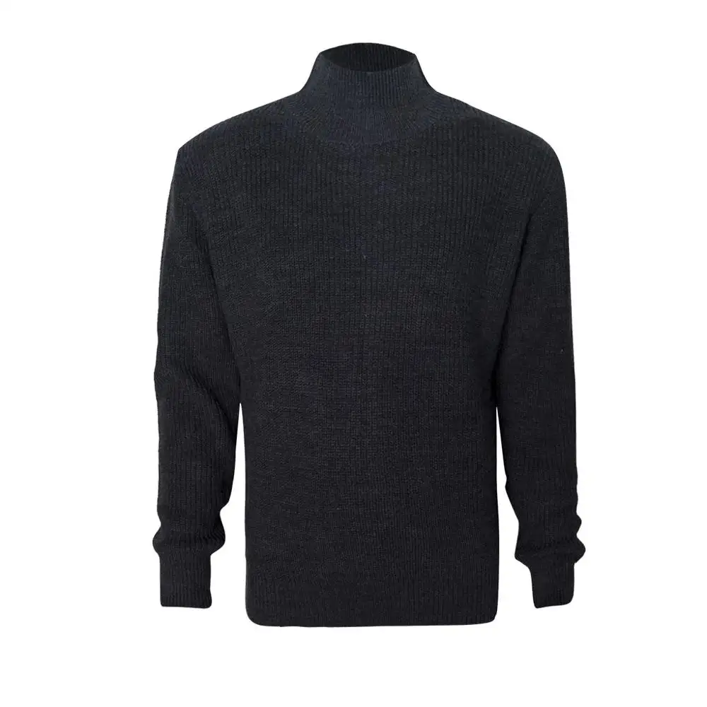 Мужской Однотонный свитер с высоким воротником облегающий трикотажный Мужская