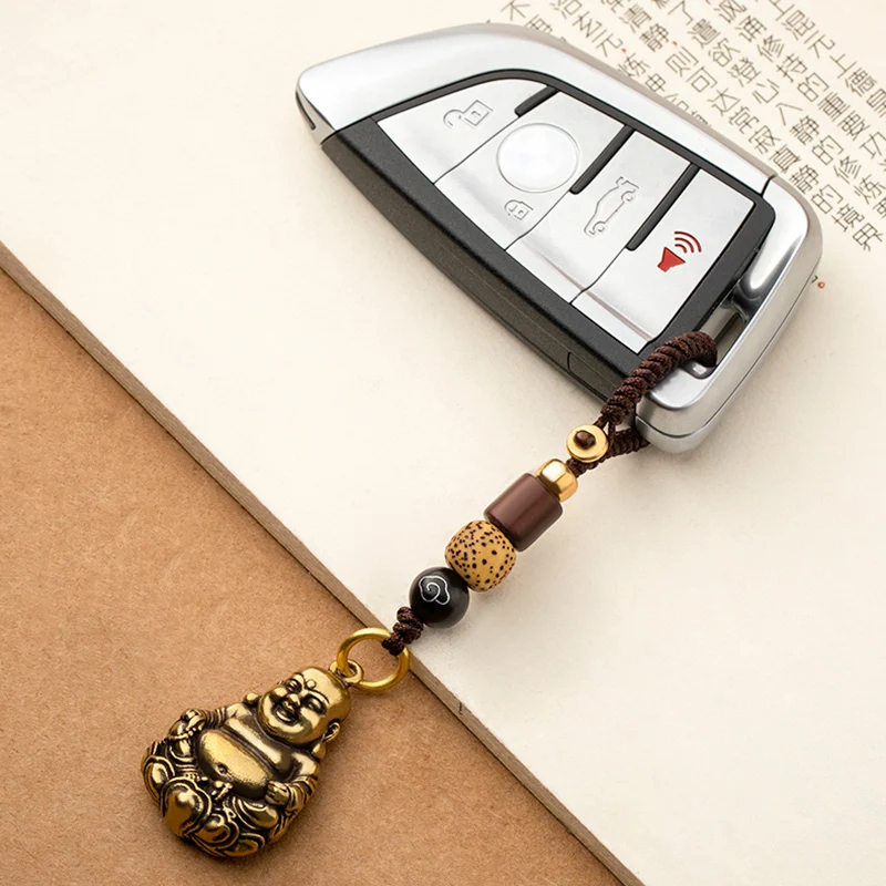 Чистая медная Майтрея статуя Будды Брелки Кулон Ретро твердое латунное кольцо