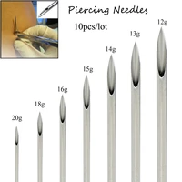 10pcsset disposable tattoo 12g14g16g18g20g piercing needles for navel nipple ear nose lip tattoo piercing needles kit tool