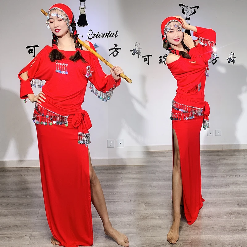 Одежда для танцев живота с пайетками одежда выступлений платья тяжелой