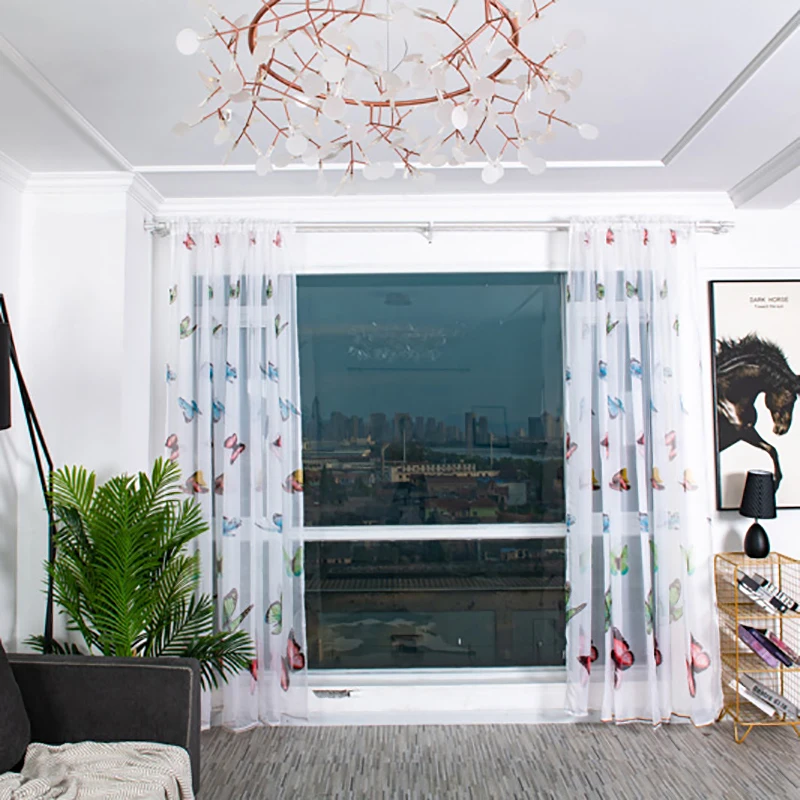 Износ штора s светильник Трансмиссия занавеска Мода Красочные бабочки ПЕЧАТНЫЕ