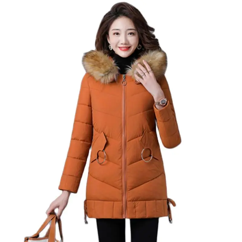 

Cotton-padded Jacket Women's Midi Winter Hooded Jacket Korean Loose Down Cotton-padded Jacket Women's New Padded Parka Outerwear